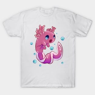 Cute Cartoon Axolotl with Bubbles T-Shirt